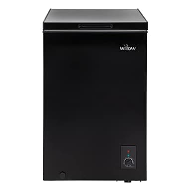 Willow W99CFB Freestanding 99L Chest Freezer with Removable Storage Basket, Suitable for Outbuildings and Garages, 4* Freezer Rating - Black