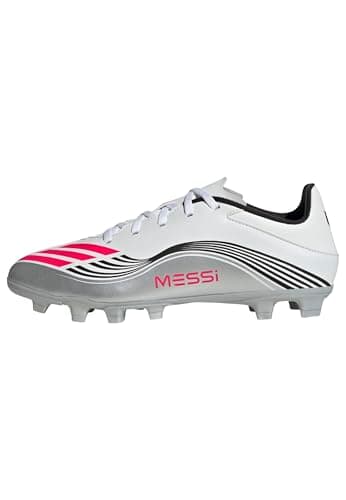 adidas Unisex F50 Messi Club Firm Multi Ground Football Boots, Cloud White/Lucid Red/Silver Metallic, 8 UK
