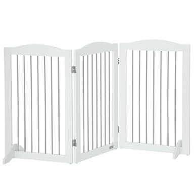 PawHut Foldable Dog Gate, Freestanding Pet Gate with Two Support Feet