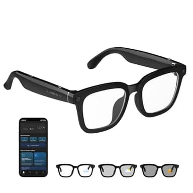 Tulbeys AI Smart Glasses with HD 1200P Camera 8MP Anti Shake Auto Tinting Photochromic Lenses for Outdoor and Travel Use Hands Free Video Recording AI Object Recognition and ChatGPT Integration