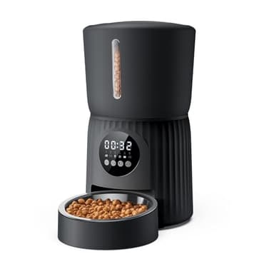 Faroro Automatic Cat Feeder, 4L Cat Feeder Automatic with Timer, Portion Control & 10s Voice Recording, 1-6 Meals for Cats & Small Dogs (Black)