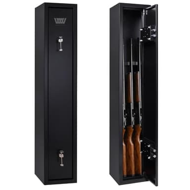WestWood Luxury 3 Gun Security Lockable Safe Cabinet Storage Shotgun Rifle Firearm With Locks Heavy Duty Steel Black