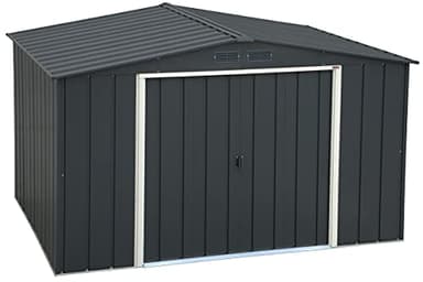 Duramax ECO 10 x 8 (7.80 m2) Metal Garden Storage Shed, Hot-Dipped Galvanized Metal Shed, Tool Storage Shed, Strong Reinforced Roof Structure, Maintenance-Free Metal Shed, Anthracite