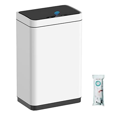 Mbillion Sensor Bin Touchless Kitchen Bin 50L Automatic Motion Sensor Trash Can Stainless Steel Smart Trash Bins with Lid Rectangular Touchless Garbage for Kitchen Bedroom Home Office (White)