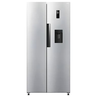 HYE American Fridge Freezer - Side By Side American Style Fridge Freezer With Water Dispenser, No Frost, 444L Freestanding Design, Low Noise (39dB), Sleek Inox Finish - RF01AMWD460DS03