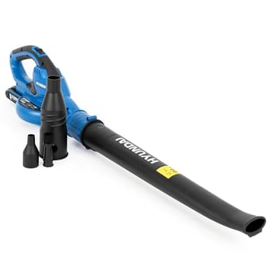 Hyundai 20V Cordless Leaf Blower with 2.0Ah Lithium-ion Battery & Charger, Lightweight Garden Blower with Long/Short Tube, Air Duster & Detail Brush