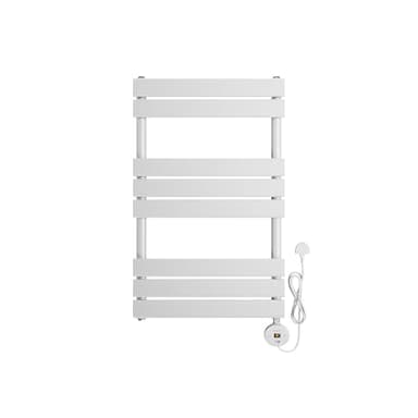 ELEGANT 400W Smart Electric Heated Towel Rail, WiFi-Controlled Wall Mouted Bathroom Towel Warmer & Dryer with Programmable Thermostat, UK Plug, LCD Display, Energy Efficient, White 800 x 500mm