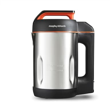 Morphy Richards Soup Maker, 1.6L Dual Programme, Serrator Blade, Easy Clean, Keep Warm, LED Countdown, Add to Function, Detachable Power Cord, Stainless Steel, 501022