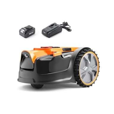 LawnMaster OcuMow® 16 Drop and Mow Robot Lawnmower with MX 24V 4.0Ah lithium battery and fast charger. No Boundary Wire, App or Outdoor Power Socket needed. For small to medium lawns up to 150m2.