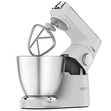 Kenwood Titanium Chef Baker XL, Kitchen Machine with K-Whisk, Stand Mixer with Kneading Hook, Whisk and 5L Bowl, KVL65.001WH, Power 1400W, White