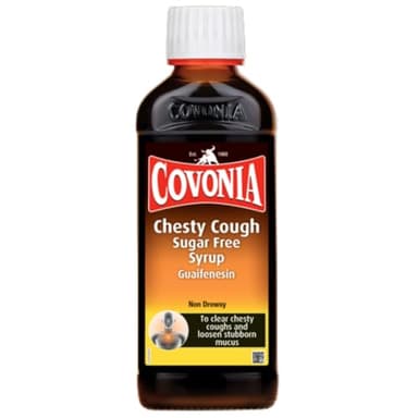 Covonia Chesty Cough Sugar Free Syrup Loosen Chesty Coughs & Troublesome Stubborn Mucus Alcohol Free Suitable For Vegetarians & Vegans For Adults & Children Aged 12 + Cough Medicine 150ml