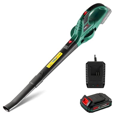 Leaf Blower Cordless - POSENPRO 20V Powerful Electric Leaf Blower with Battery and Charger, 2 Speed Modes, 2.0Ah Lightweight Battery Powered Leaf Blowers for Lawn Care, Patio, Dust, Blowing Leaves
