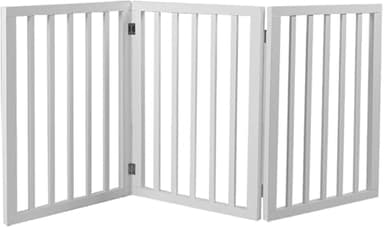 Skylos Freestanding Dog Gates for Doorways and Barriers, 3 Panels Foldable Safety Pet Fence Dog Gate Indoor Puppy Gate for House, Doorway, Stairs (140x60cm, White)
