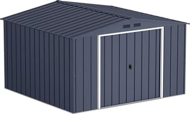 Duramax ECO 10 x 10 (9.74 m2) Metal Garden Storage Shed, Hot-Dipped Galvanized Metal Garden Shed, Tool Storage Shed, Strong Reinforced Roof Structure, Maintenance-Free Metal Shed, Anthracite