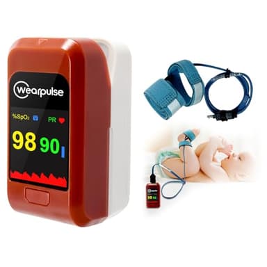 Baby Oxygen Monitor, Infant Pulse Oximeter Fingertip Tracks Adult and Child's SPO2 & Pulse Rate, Toddler Foot O2 Monitor with Audio Reminder, Free APP & PC Report