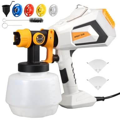 Grixz Paint Sprayer, Fence Paint Sprayer with 5 Nozzles, 650W HVLP Spray Gun, 3 Spray Patterns, 1200ml Capacity for Fences and Sheds, Garden Furniture, Walls, Ceilings, Cabinet