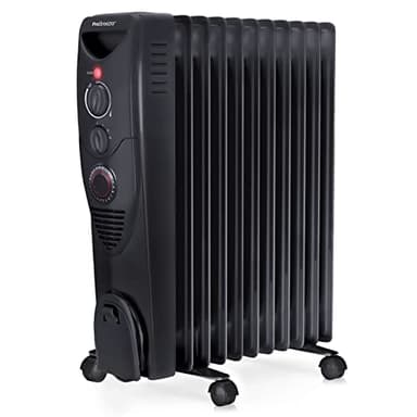 Pro Breeze Oil Filled Radiator with 11 Fins - Slim Electric Radiator - Portable Oil Heater with Built-in 24 Hour Timer, 3 Heat Settings, Adjustable Thermostat (Black Radiator)