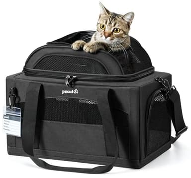 pecute Cat Carrier Airline Approved, Top Expandable Cat Carrier Handbag, Extra Stable Dog Carrier, Breathable Mesh Fabric Bag for Pets, Pet Carrier Suitable for Both Long And Short Trips Dark Grey
