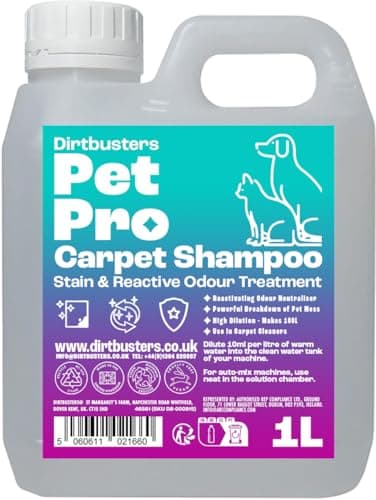 Dirtbusters Pet Pro Carpet Cleaner Shampoo, Stain Remover Cleaning Solution With Odour Neutraliser To Remove Dog & Cat Urine, For Carpet Cleaner Machines, Summer Fresh (1L)