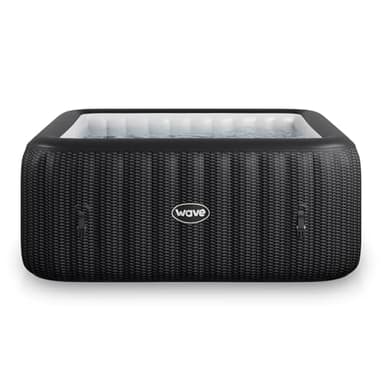 Wave Pacific Energy-Efficient Hot Tub Bundle | 6-Person Inflatable Spa with Thermal Cover & Insulated Foam Mat | Slate Rattan