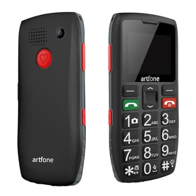 artfone C1 Big Button Mobile Phone for Elderly丨SIM Free Senior Mobile Phones丨SOS Button丨Time Reporting丨Easy to Use Basic Mobile Phones丨Speed Dial丨FM丨Torch丨USB-C丨1800mAh Battery - Black