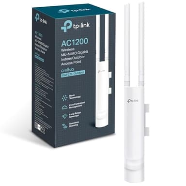 TP-Link EAP225-Outdoor Access Point, AC1200 Gigabit Wireless Access Points, 802.3af/Passive PoE, Omada Mesh, Seamless Roaming, Weatherrproof, Optimal for Garden Wi-Fi, Free Controller Software