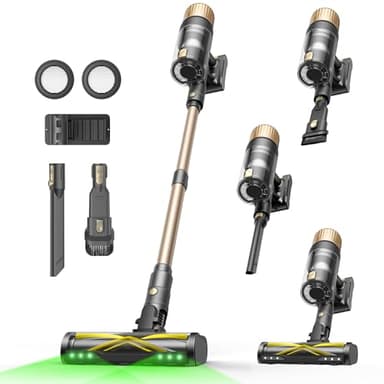 Ultenic U15 Cordless Vacuum Cleaner 50000Pa/65Min Runtime, Anti-tangle Brush with GreenEye Technology, Self Standing Stick Vacuum, Telescopic Tube, Ideal for All Floors, Carpet & Pet Hair