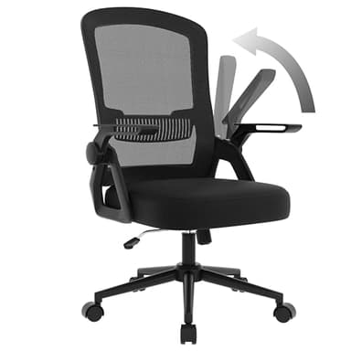 naspaluro Ergonomic Office Desk Chair, Height Adjustable Executive Work Computer Chairs with Padded Seat Cushion, Swivel Mesh Chair with 90° Flip-up Armrest & Lumbar Support for Home/Office