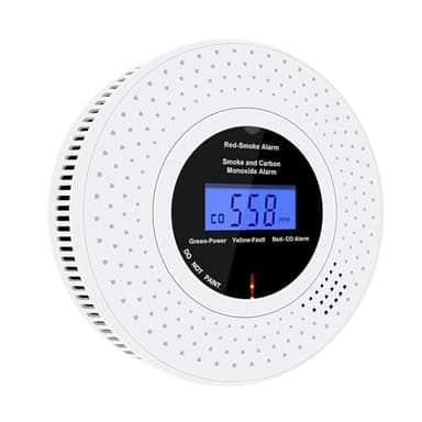 Scondaor Smoke and Carbon Monoxide Detector Combo with LCD Display, 10-year Life Smoke Alarms for Home, Replaceable AA Battery Included, Smoke & CO Alarm Detector with Test/Silence Button (1 Pack)