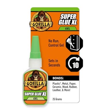 Gorilla Super Glue Gel XL, 25g – All Purpose, Fast Setting & Thicker, More Controlled Formula, Ideal for Metal, Ceramics, Leather & More