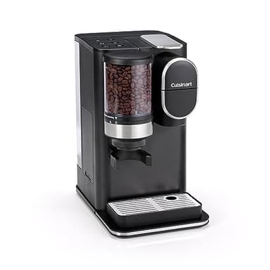 Cuisinart One Cup Grind And Brew Coffee Machine, Bean to cup, Single serve Filter coffee, Stainless steel conical burr grinder, Adjust coffee strength, 3 cup sizes, Reusable filter pod, Black