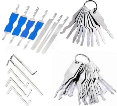 38Pcs Professional Household Lock Picking Set - 2 Piece Lock Jiggler and 5 Piece Locksmith Tension Wrench Tool Set