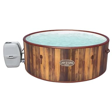 Lay-Z-Spa Helsinki Hot Tub, 180 AirJet Wood Effect Inflatable Spa with Freeze Shield Year Round Technology and Rapid Heating, 5-7 Person