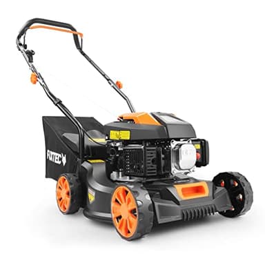 FUXTEC FX-RM4180 Petrol Lawn Mower – Hand Push, 16" (40.6cm) Cutting Width, Lightweight & Compact, 45L Grass Catcher, Easy to Maneuver, Ideal for Small Gardens