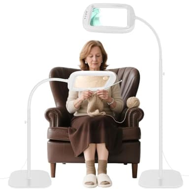 NZQXJXZ 10X Magnifying Glass with Light and Stand, 60 LEDs Desk Lamp, 5 Colour Temperatures, 4 Levels Brightness, Perfect for Diamond Art, Sewing, Hobbies, Crafts, Reading, Close Work,White