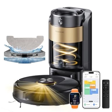 Proscenic Q20Plus Robot Vacuum and Mop with Bagless Self-Emptying Base, 10000Pa Suction 200Mins, Lidar Navigation Robotic Vacuum with Smart Obstacle Avoidance, Saves Multiple Maps, for Carpets & Floor