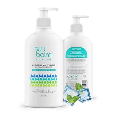 Suu Balm Fast Itching Relief Cream, Anti Itch Lotion for Sensitive Skin, Eczema, Psoriasis & Extreme, Very Severe & Dry Skin, Derm Formula, Menthol & Ceramides (350ml)