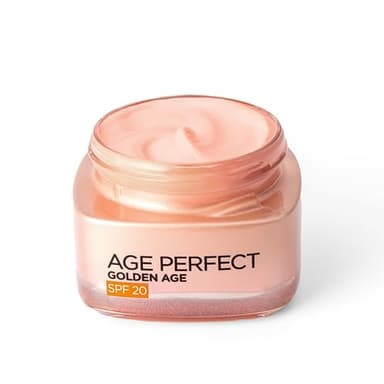 L’Oréal Paris Age Perfect Golden Age Glowy Fortifying Rosy SPF 20 Day Cream 60+, Moisturise and Reactivates Radiance with UV Protection, Peony Native Cells, Calcium and Vitamin B3, 50ml