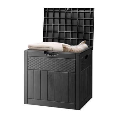 Bonnlo Garden Storage Box 126L, Waterproof Parcel Box Outdoor with Lid, Plastic Storage for Deliveries, Patio Cushions, Garden Tools, Black