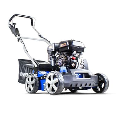 Hyundai 212cc Petrol Lawn Scarifier and Aerator, 400mm Cutting Width, 5 Cutting Heights, 45L Grass Bag, Soft Grip Foldable Handle with Height Adjustment