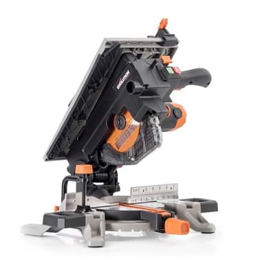 Evolution Power Tools R210MTS-G2 Convertible Mitre/Table Saw, Compact Multi-Function & Multi-Material Cutting, -47˚ Bevel & +/- 45˚ Mitre Angle, TCT Blade Included Cuts Wood, Plastic, Metal, 210mm