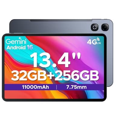 DOOGEE TAB G6 MAX Android 16 Tablets, 13.4 inch FHD+ Tablet, 11000mAh, 32GB RAM + 256GB ROM/2TB, 90Hz IPS Screen Android Tablets, Octa-core Gaming tablet, 5G Wifi/Widevine L1/Face ID/OTG, Gray