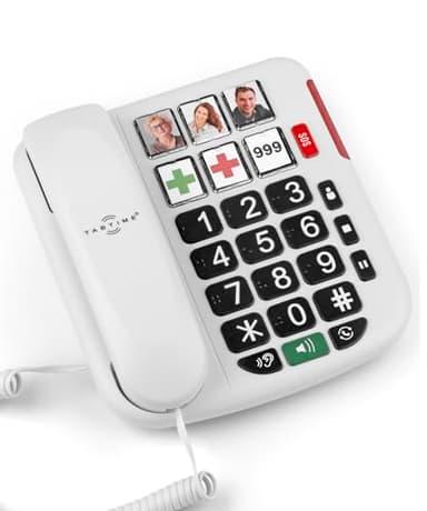 Big Button Landline Phone for Elderly, Hearing Aid Compatible Phone with Amplified Volume for Hard of Hearing, Great dementia aid