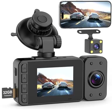 Ranengar Dash Cam Front Rear Dashcam - Car Camera Dual Lens Dashcams for Car with 32GB Card1080P Full HD G-Sensor Support 170° Wide Angle Loop Recording