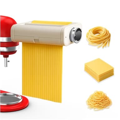 Pasta Maker Attachment for KitchenAid Stand Mixer 3pcs – Pasta Roller, Spaghetti Cutter & Fettuccine Cutter – 3-in-1 Attachment Set - Stand Mixer Accessories for KitchenAid by MMOBIEL