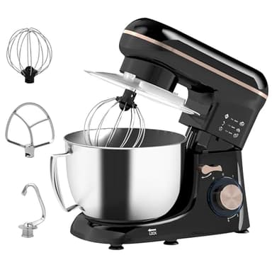 HOMCOM Stand Mixer, 4.5L Food Mixer for Baking, 6 Speeds and Pulse Setting, 1300W Cake Electric Whisk with Dough Hook, Whisk, Stainless Steel Bowl, Splash Guard, Beater, Black