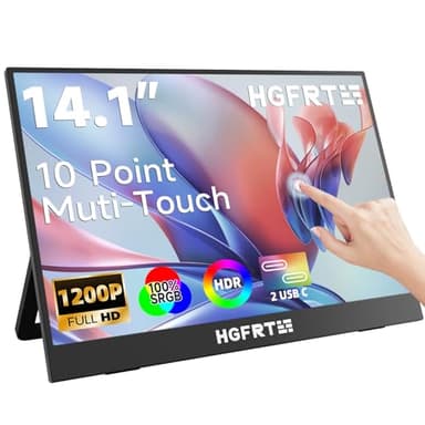 HGFRTEE Portable Monitor Touchscreen 14 inch,FHD 1200P IPS Touch Screen Monitor,USB-C HDMI External Portable Monitor for Laptop/PC/Mac/Phone/Xbox,with Kickstand Ultra-Slim Second Screen for Laptop