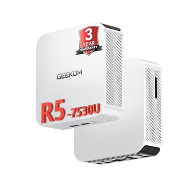 GEEKOM [A5 PRO 2026 Flagship-Level Mini PC(Windows 11 Pro),with AMD Ryzen 5 7530U(Beats 4300U/7430U), 16GB RAM (Expandable)& 1TB SSD,Dual HDMI/ 8K Quad Display/WIFI 6 for Video Editing/Graphic Design