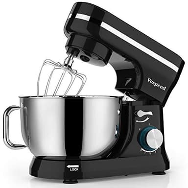 Vospeed Stand Mixer,5 Quarts 8-Speed 1000W Tilt-Head Food Mixer, Kitchen Electric Standing Mixer With Dough Hook, Whisk, Beater, Splash Guard & Mixing Bowl For Baking, Dishwasher Safe (Black)