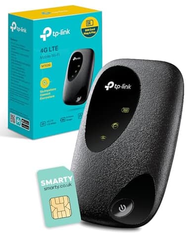 TP-Link M7000 4G MiFi Router, Portable Travel wifi Router with SIM Card Slot, Unlocked LTE-Advanced Cat4 Mobile WiFi Hotspot Dongle, 8 hours wireless connection, Caravan wi-fi, High Compatibility